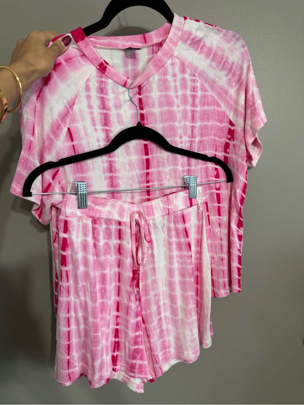 Women's Pink Tie-Dye Sleep Set - Shorts & Tee